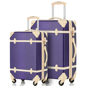 Merax Travelhouse 2 Piece ABS Luggage Set Vintage Suitcase